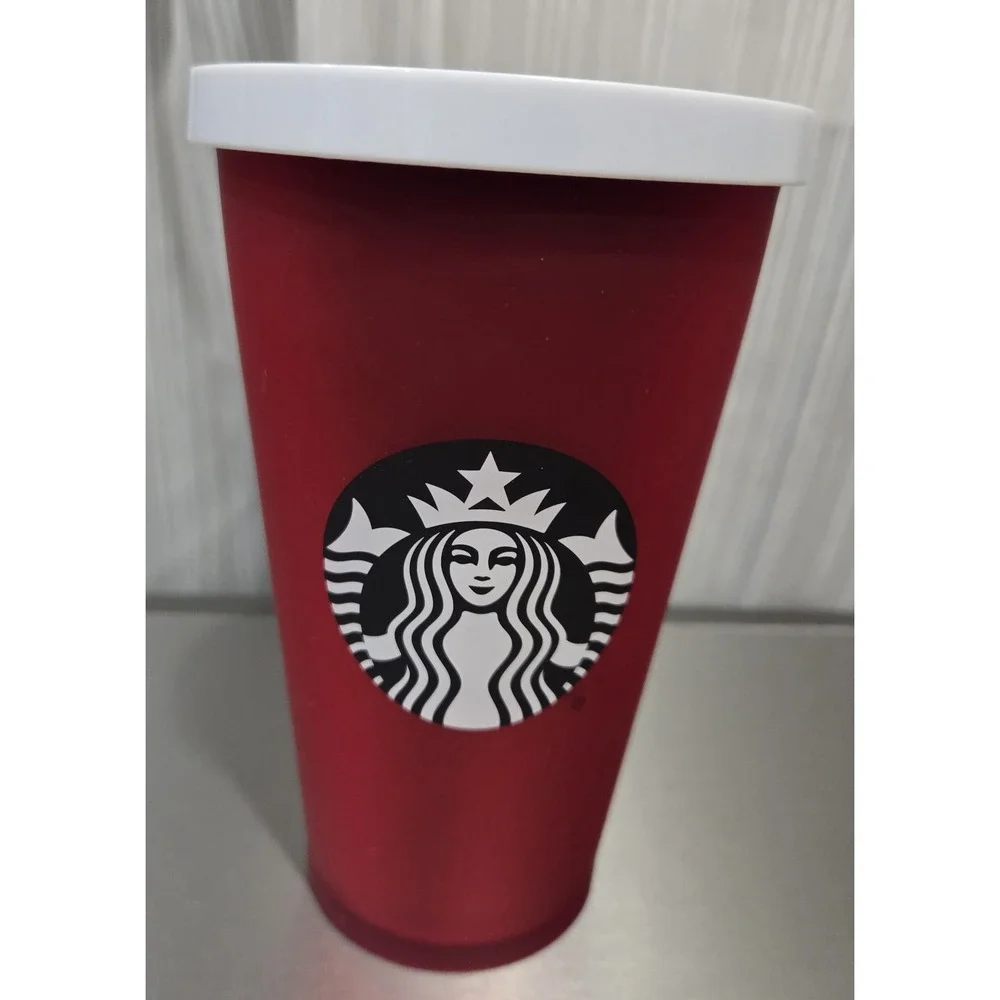 STARBUCKS‎ Frosted Red 16oz Grande Acrylic Cold Travel Tumbler No Straw